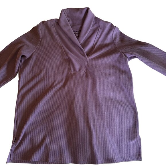 Roamans Purple Ribbed Knit Cowl Neck Sweater Size Large 18/20 Cozy Casual - Picture 4 of 7